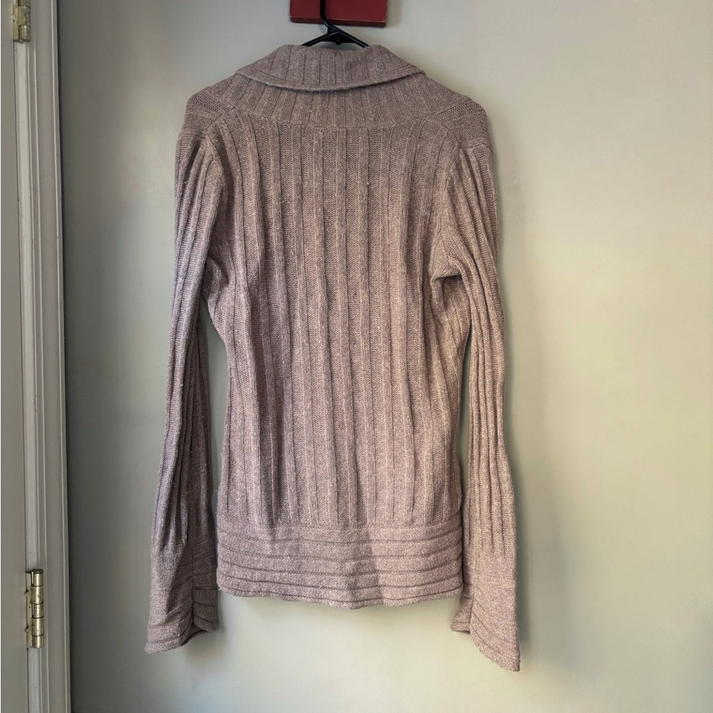GAP Y2K Light Brown Ribbed V Neck Sweater S - Picture 3 of 5